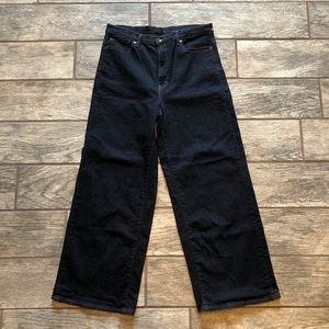 Uniqlo Wide Leg High Waisted Straight Dark Jeans